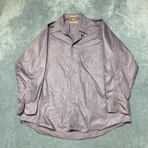 Milano Uomo Dress Shirt Mens 16.5 Gray Cotton Classic Career Formal Long Sleeve